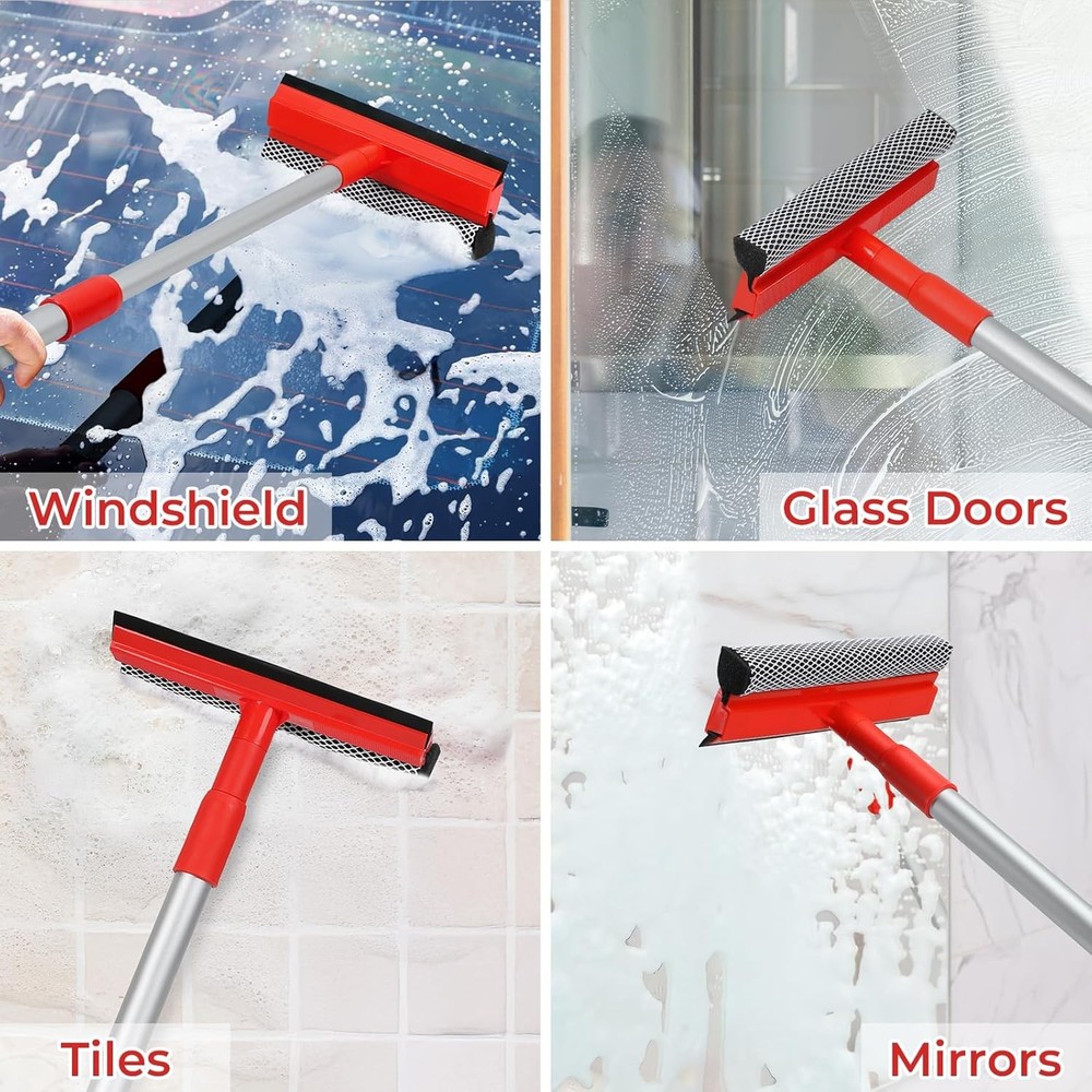 MAVRIZ Windshield Cleaner Tool 2 in 1 Car Window Squeegee with Red and Black