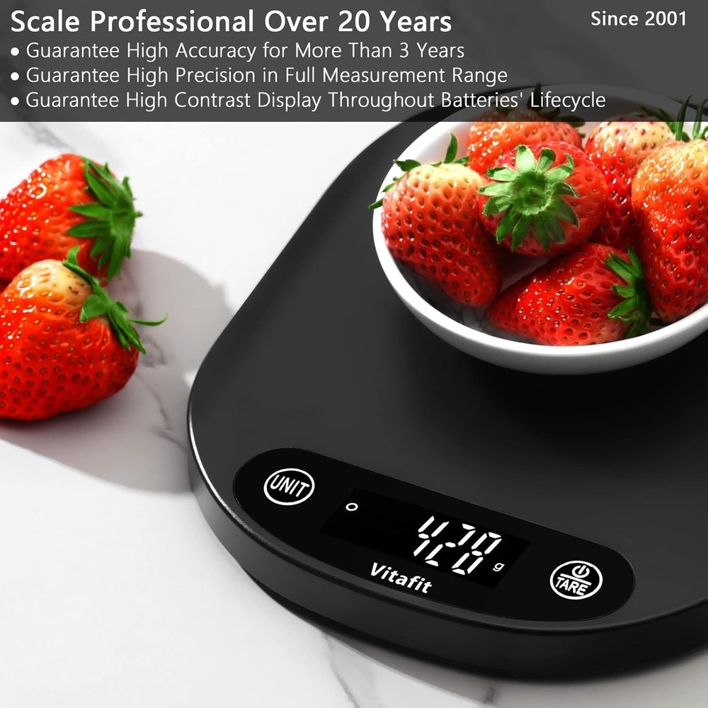 Compact Kitchen Scale 33lb - LED Backlit Display & Membrane Buttons for Easy Use