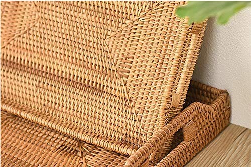Handwoven Rattan Serving Tray with Handles – 17" Rectangular Wicker Tray for ...