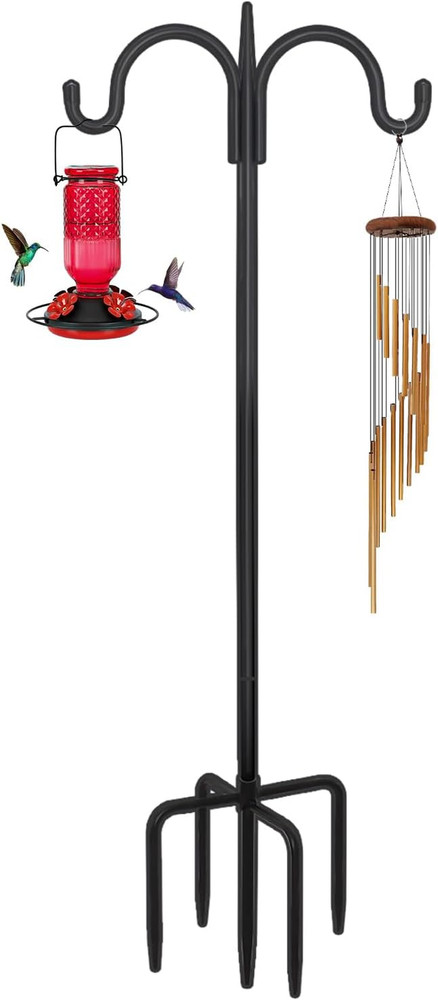 Heavy Duty Adjustable Double Shepherd's Hook for Outdoor Use, 76 Inch