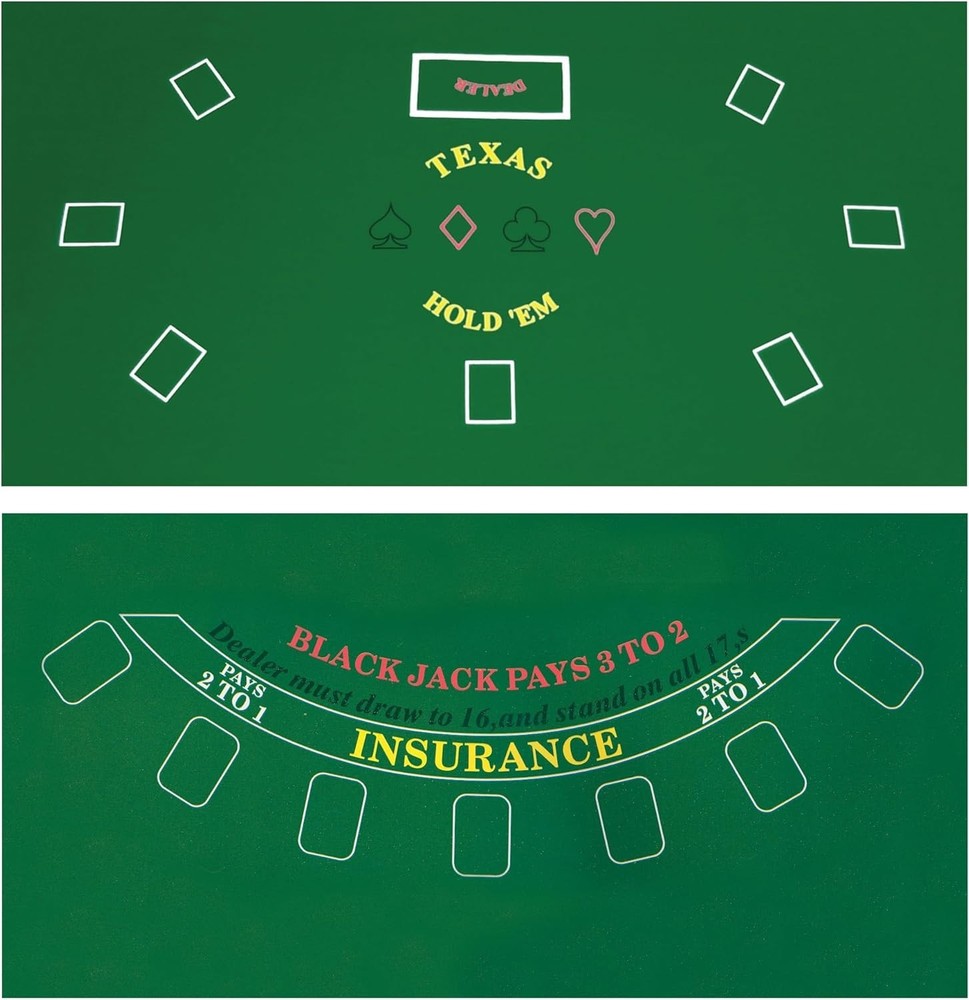 Reversible Texas Holdem & Blackjack Felt Layout
