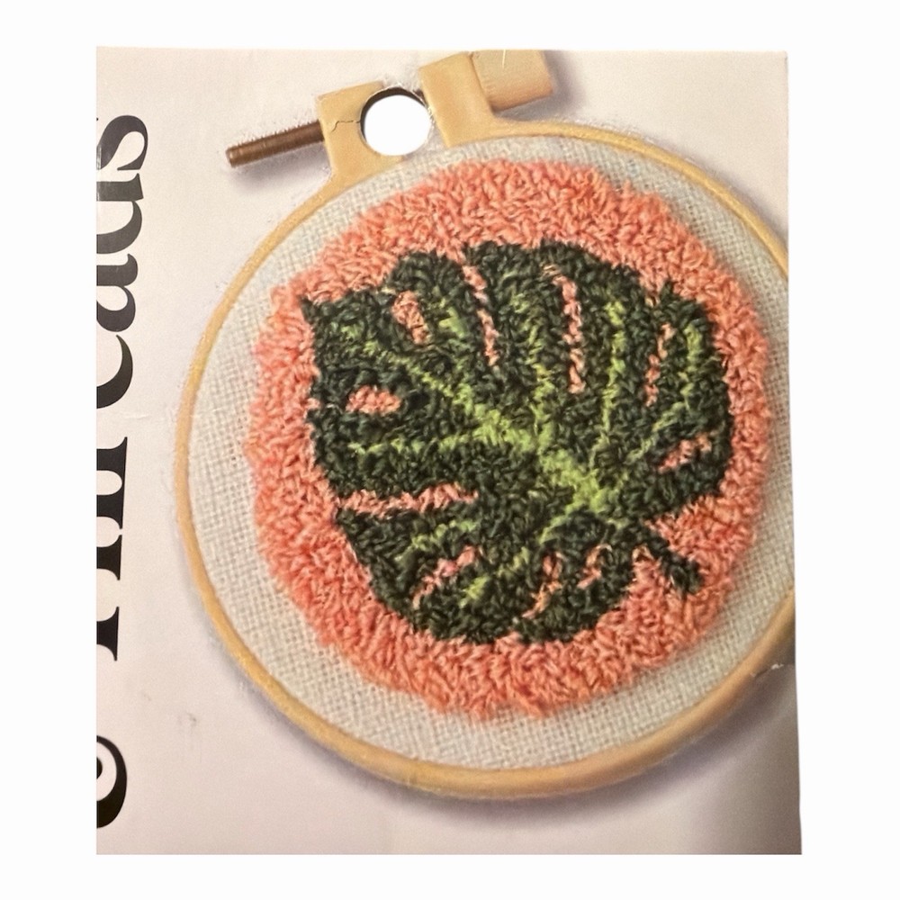 Loops & Threads Punch Needle Kit Leaf On Pink New Sealed