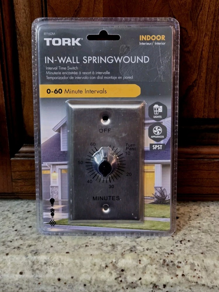 Tork In-Wall Interval Timer Switch, Range 0-60 Minutes SpringWound RFF60M Indoor