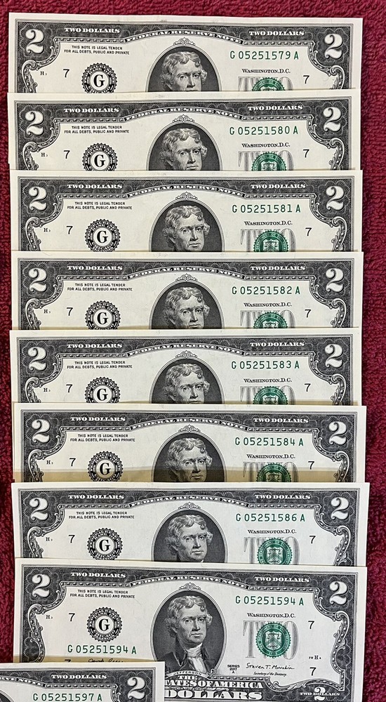 Fancy Serial Number $2 Dollar Bills. UNCIRCULATED. SEQUENTIAL. YOU Choose!