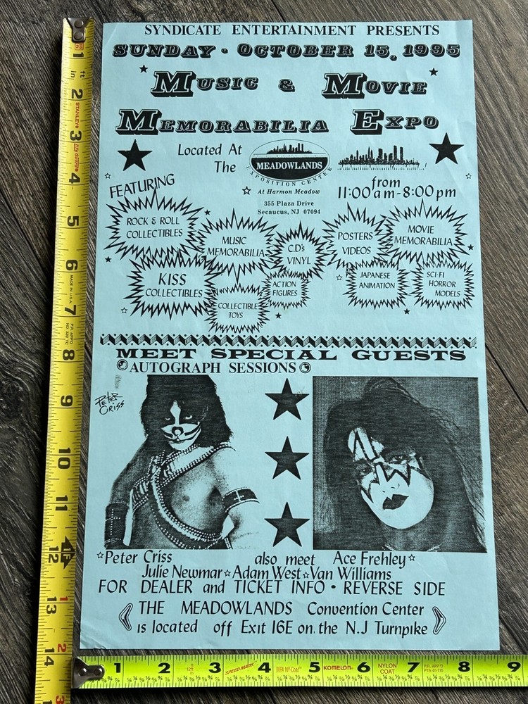 KISS Poster Ad Flyer ACE FREHLEY PETER CRISS Music Expo NJ 1995 Vintage Kiss B