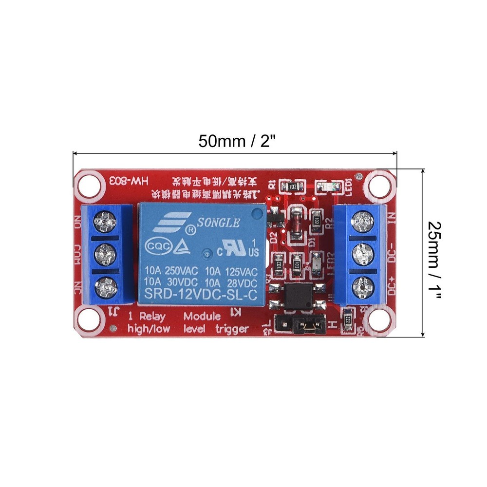 Relay Module 1 Channel 12V High Low Level Trigger Module Red Relay Module Board