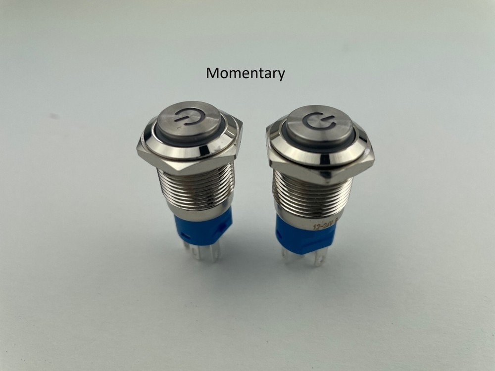 16mm 12V LED High Head Push Button Switch Latching/Momentary with Wire Socket
