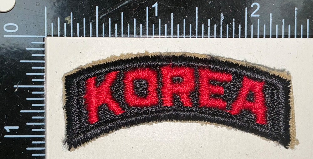 Post WWII Korean War US Army Korea RED ON BLACK Arc Tab Patch