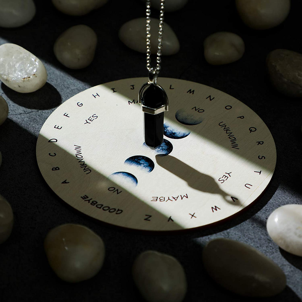 Moon Phase Pendulum Board Dowsing Divination Metaphysical Message Board Wooden C