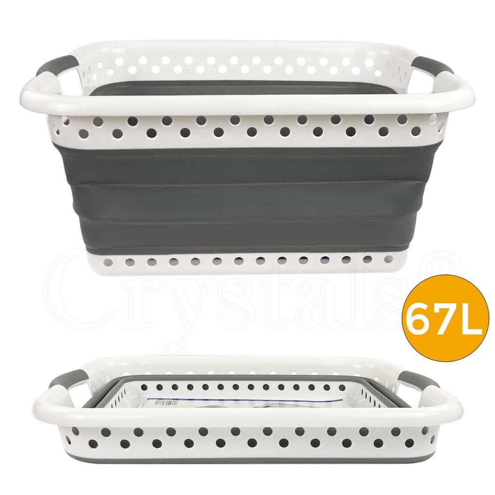 LARGE COLLAPSIBLE LAUNDRY BASKET WASHING CLOTHES BIN FOLDABLE SPACE SAVING NEW
