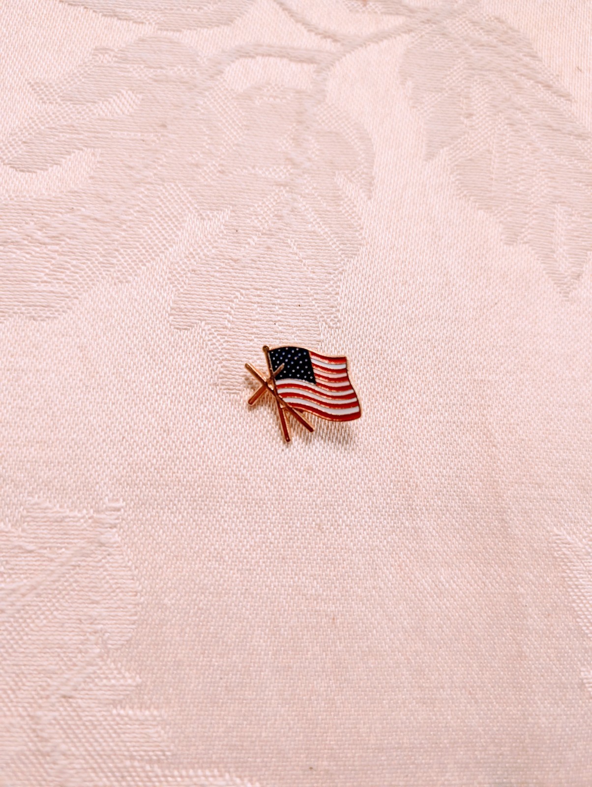 Doherty American Flag & Cross Lapel Pin Gold Tone Used