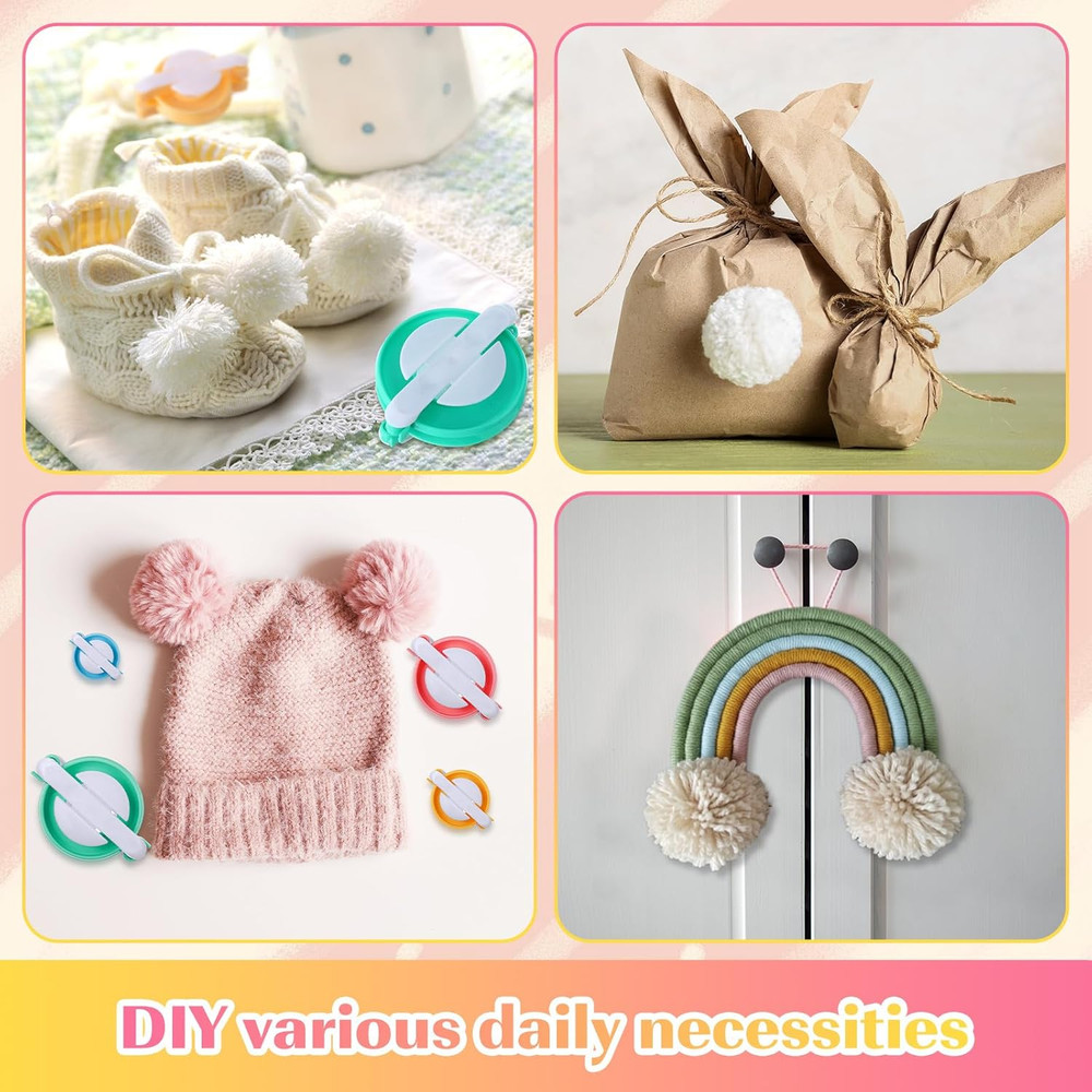 16 Pcs Pompom Makers Yarn 4 Different Sizes Maker Kit Craft Tool Set Fluff Ball