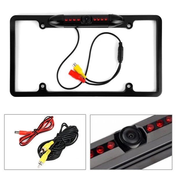 Absolute CAM2100B Black License Plate Backup Camera Front Rear View Reverse
