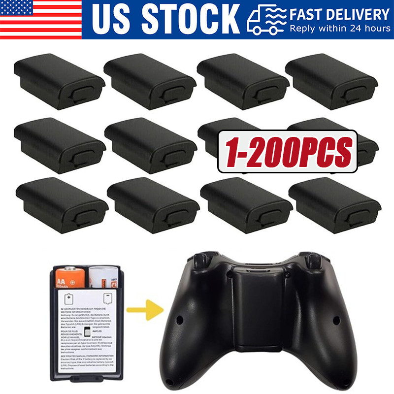 AA Battery Back Cover Case Shell Pack For Xbox 360 Wireless Controller Black Lot