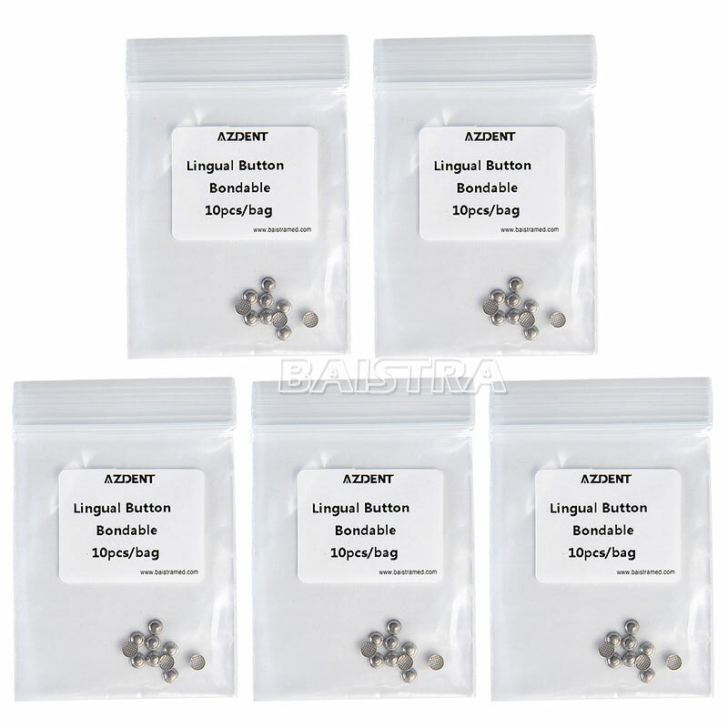50pcs AZDENT Dental Orthodontic Lingual Buttons Bondable Round Base 5 Packs