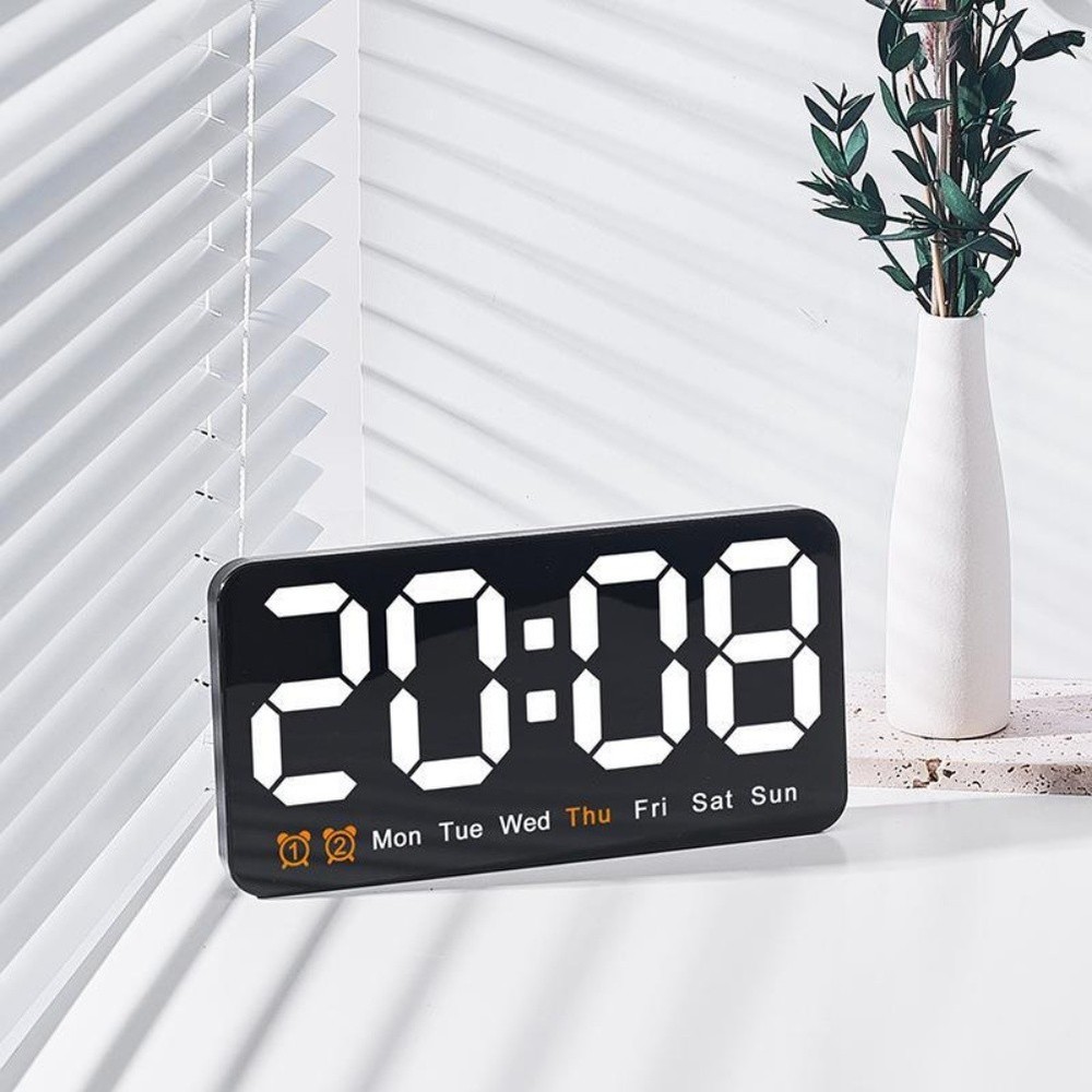 Digital Wall Clock with Large Display Date Week Time and Adjustable Brightness