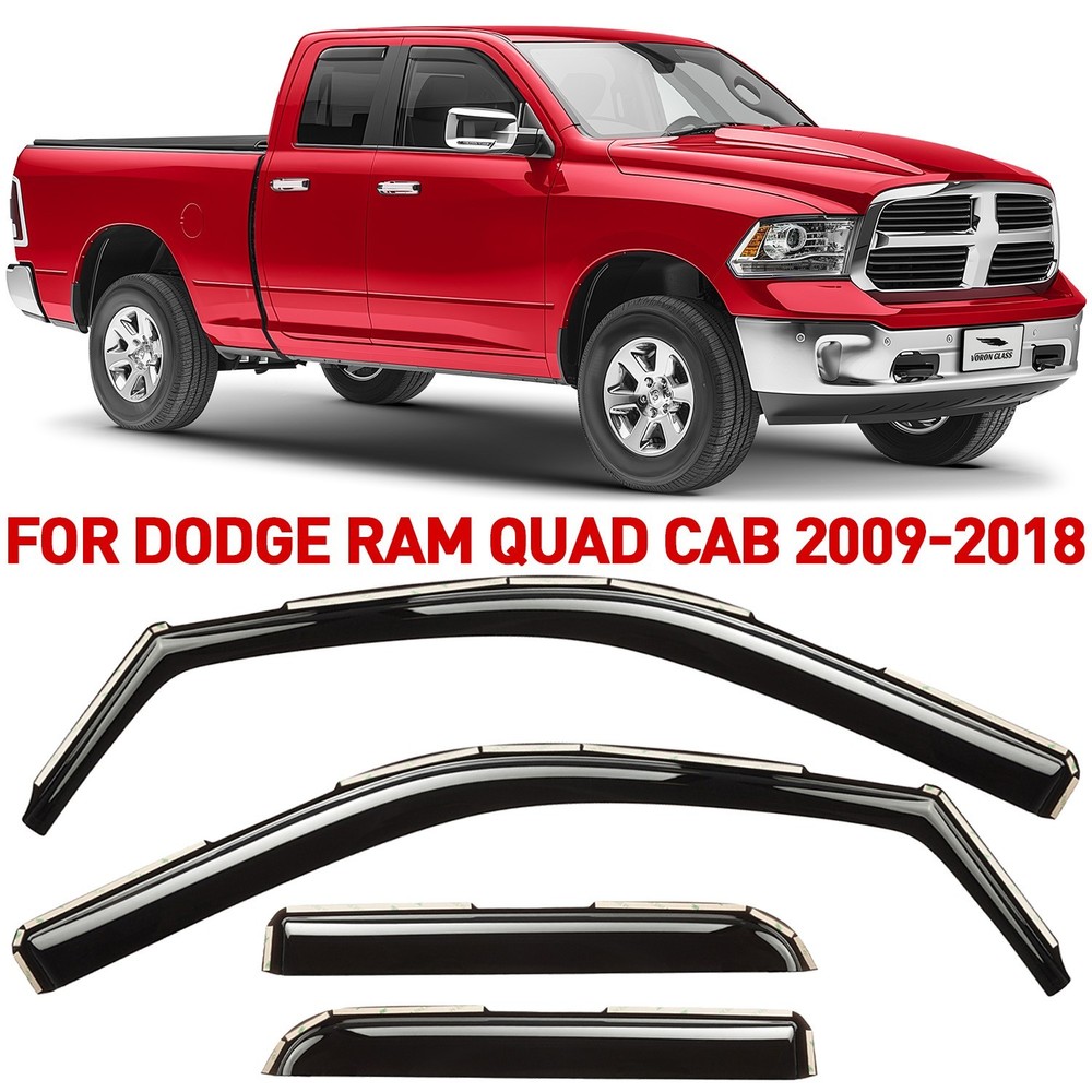Side Window Deflectors Rain Guards for 2009-2018 Dodge RAM Quad Cab