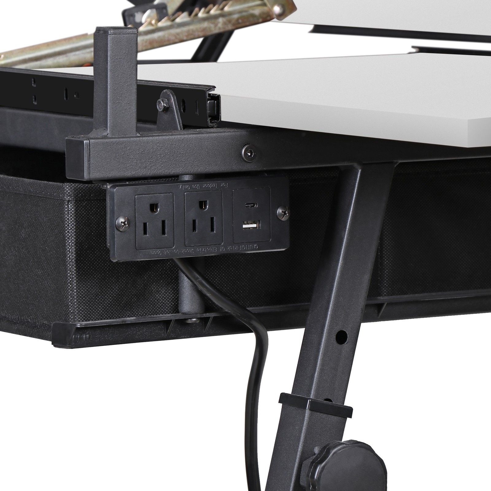 Drafting Table Drawing Desk Adjustable Tabletop w/Charging Station & Stool White