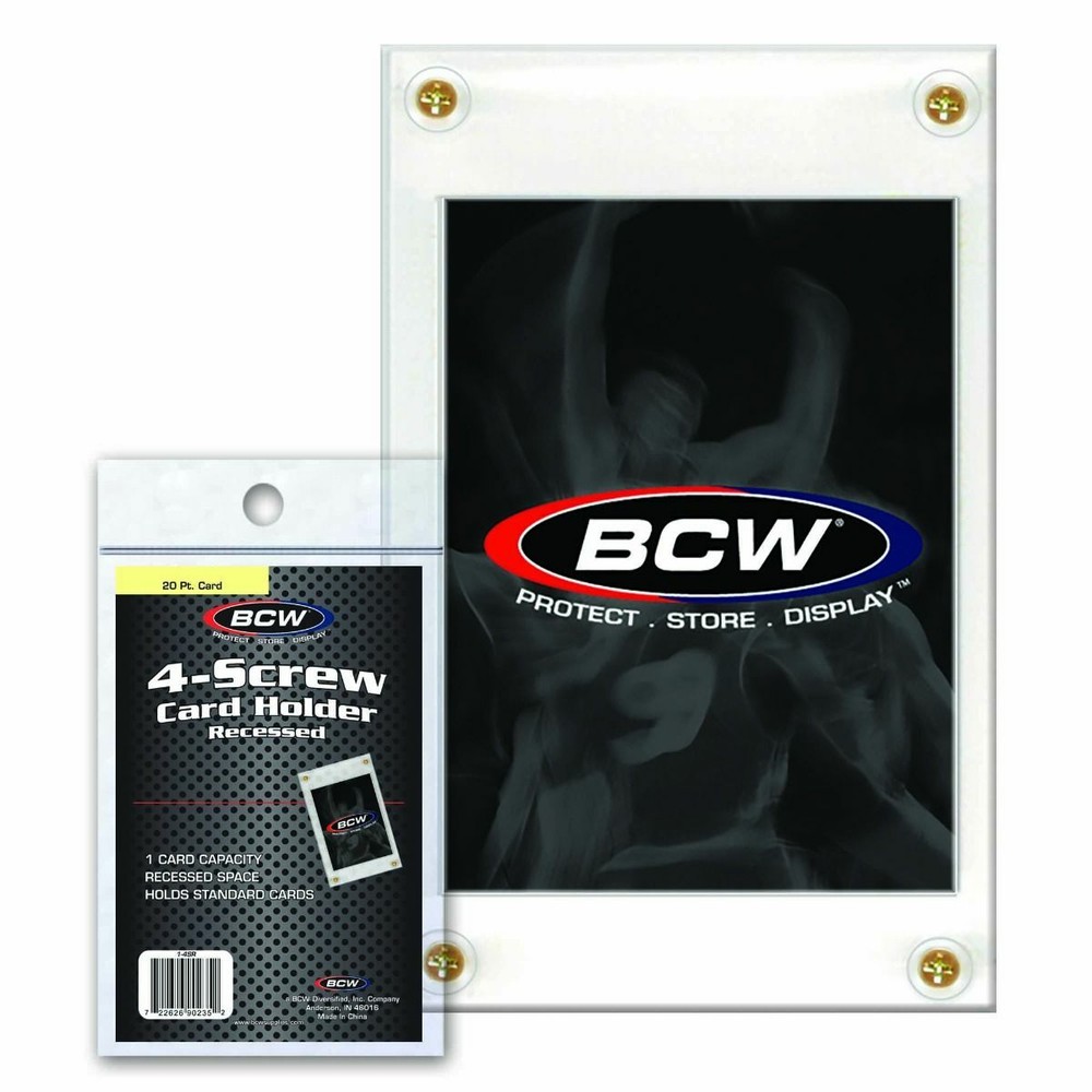 (3 Count Lot) BCW 4-Screw Screw-Down Recessed Trading Card Holder Regular 20pt