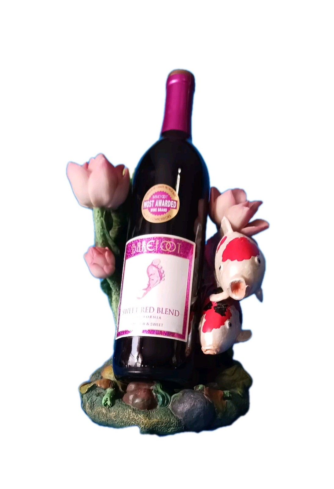 Tropical Koi Fish Lovers Wine Bottle Holder 9" Novelty Unique Decor No Wine