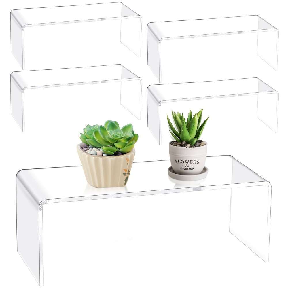 4 Pcs 11 Inch Acrylic Display Risers Rectangular Clear Cupcake Stand Holder L...