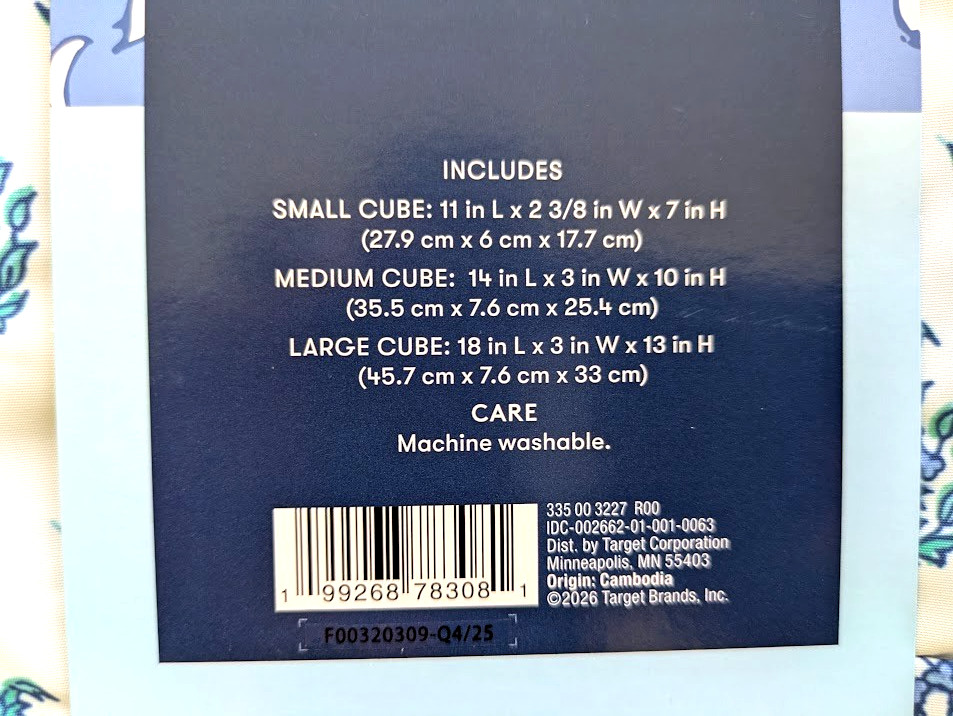 ROLLER RABBIT BLUE 3 PIECE PACKING CUBE SET ROLLER RABBIT X TARGET NEW MESH