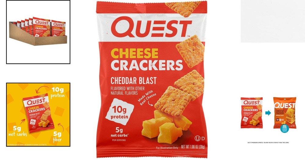 Crunchy & Delicious Quest Cheese Crackers - 12 Pack, 5g Net Carbs for Snacking