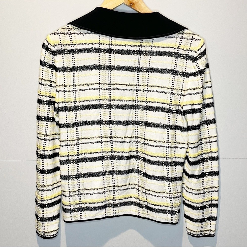 Ming Wang Plaid Pattern Beaded Jacket Blazer - size Small