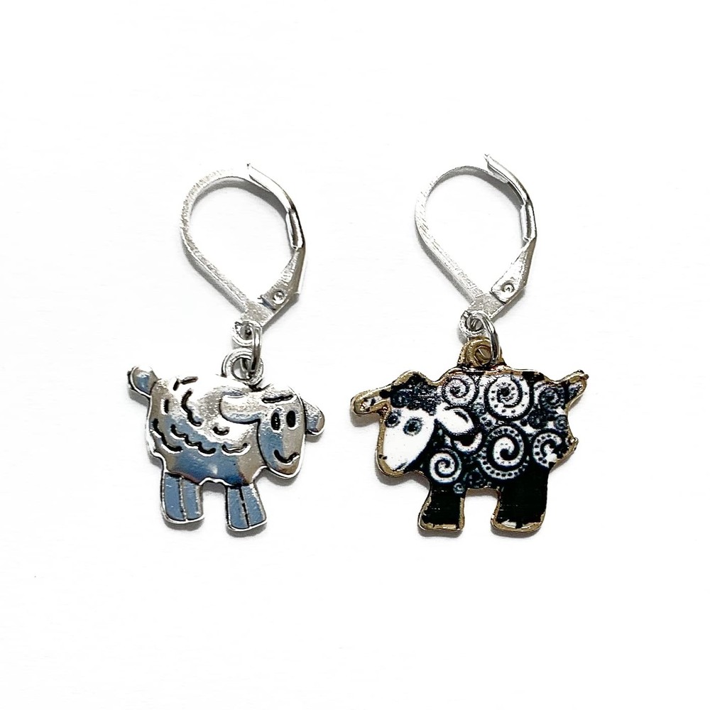 Sheep Locking Stitch Markers with Storage Tin | Leverback Progress Keepers fo...