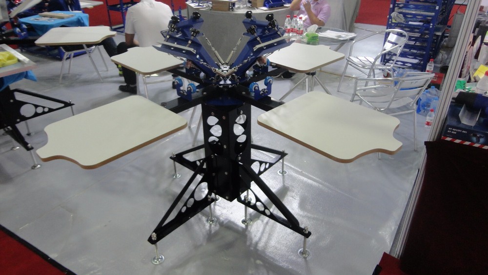 4 Color 4 Station Screen Printing Machine Rotary Printer Press +Pallet Bracket