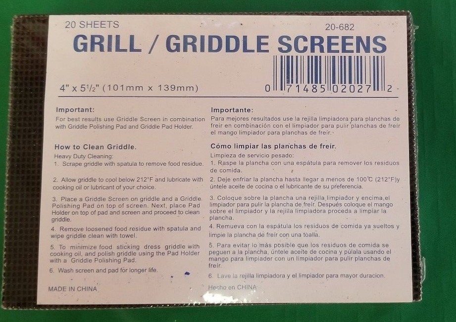 (20 SCREENS) GRILL SCREEN MESH SCRAPER GRILL CLEANER 4" x 5 1/2"