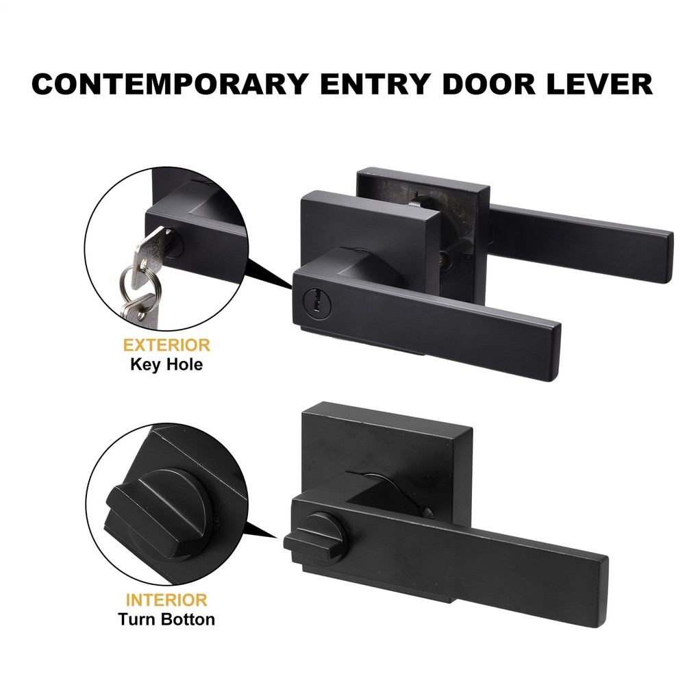 Black Door Lever Privacy Passage Dummy Handle Interior Square Knobs 15 pack