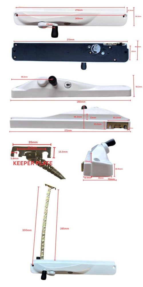 TRADEBASE Window Winder Silver -Stainless Steel Chain- Lockable