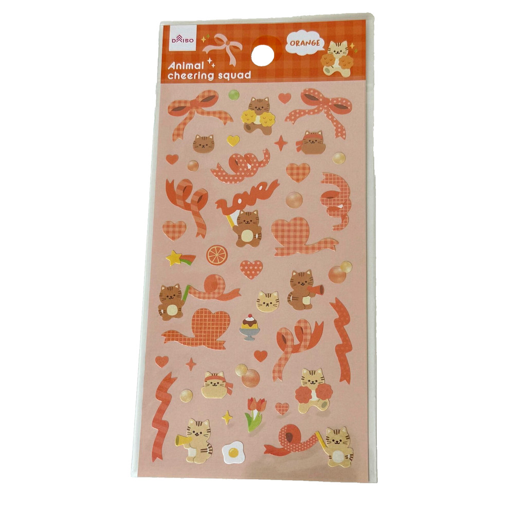 Daiso Animal Cheering Squad Cat Sticker Sheet