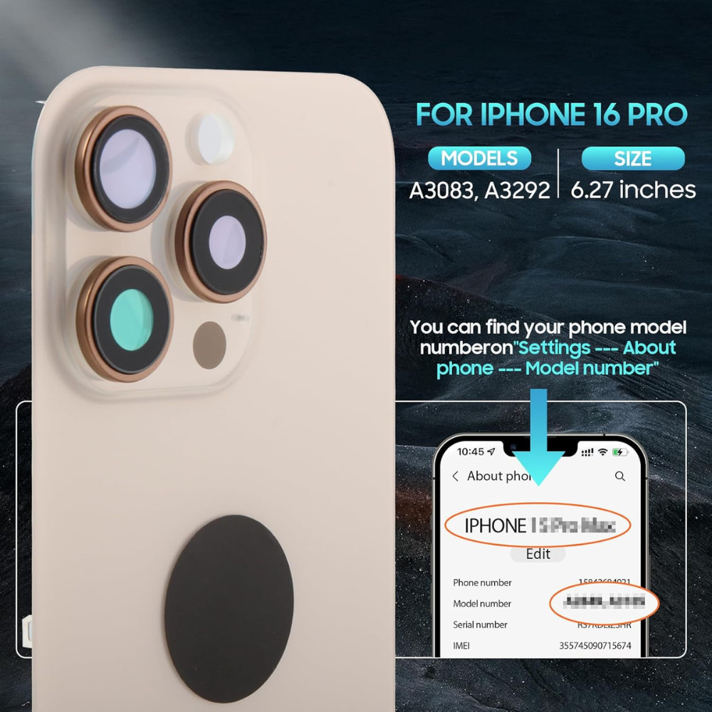 Back Glass replacement With Magnet Camera Len Lot for iPhone 16/Plus/16 Pro Max