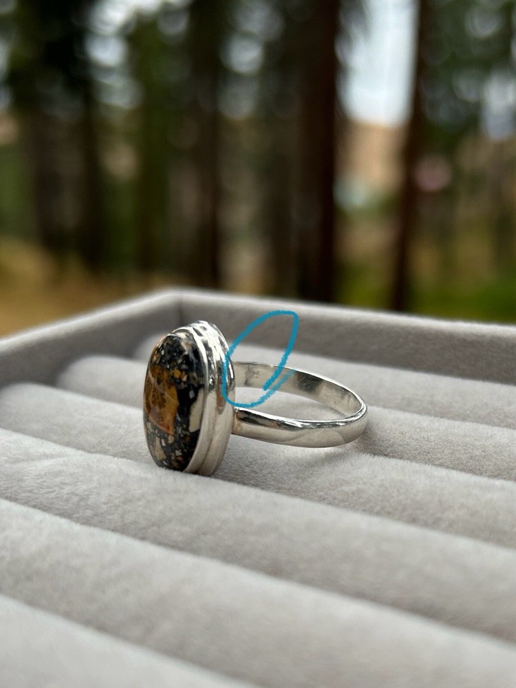 RARE Maligano Jasper Handmade Solid Sterling Silver Ring Size 9 Inc Ring Box