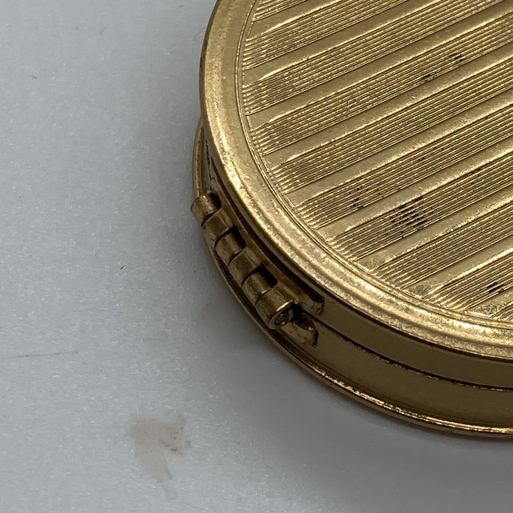 Small 1.6x.44" Brass? compact container hinged snap shut elegant vtg-antq
