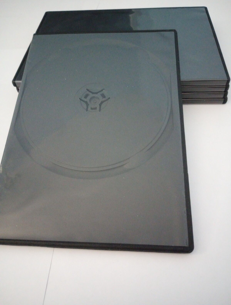 DVD/CD/Blu-ray cases - empty, black, slim. Fits one disc. 5 disk cases per lot.