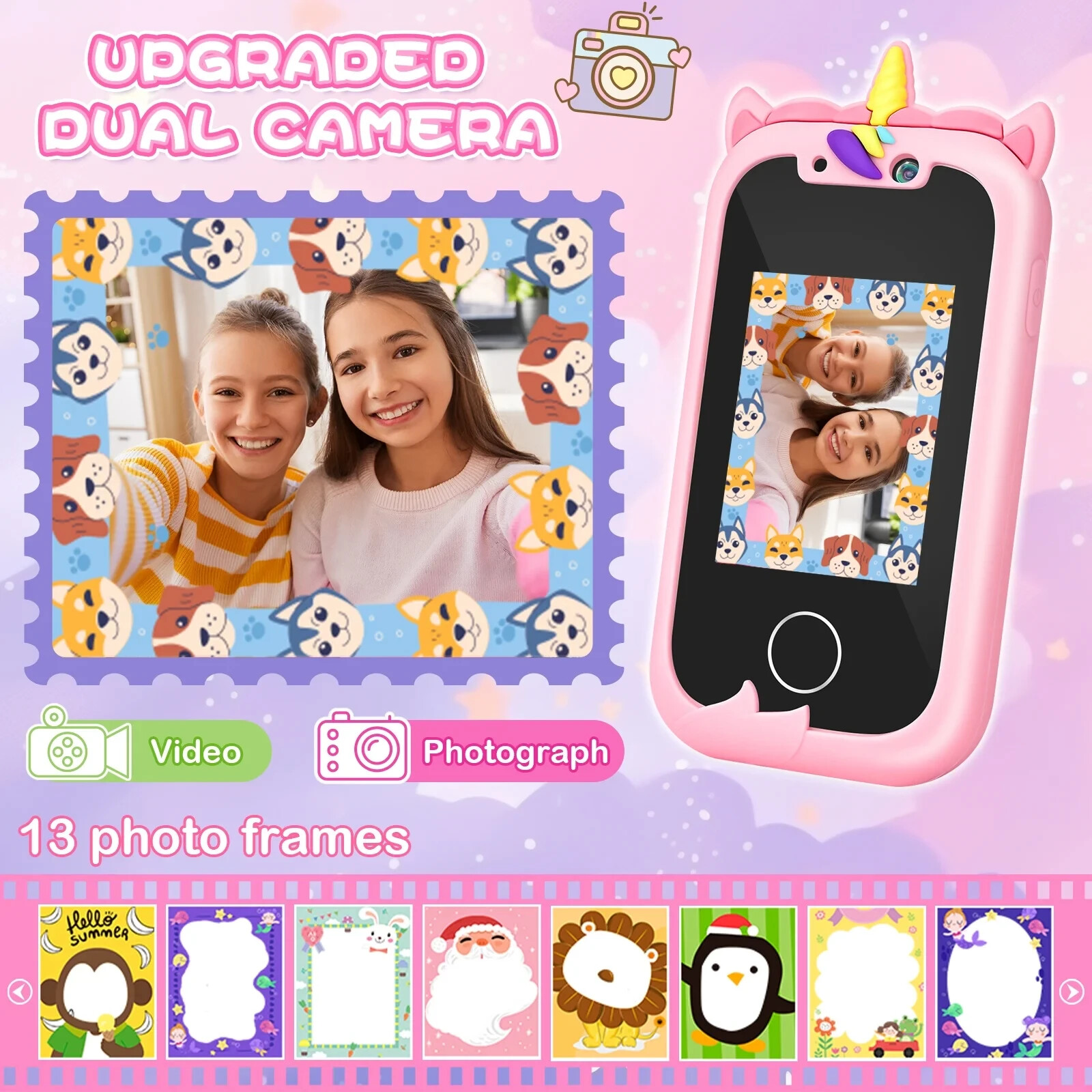 Kids Smart Phone Toys for Girls Ages 3-7 with Dual Camera - Toddler Phone Toy...
