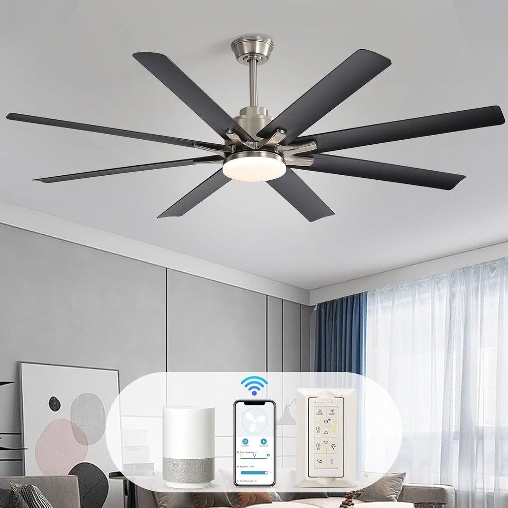 Extra Large 66'' Ceiling Fan & Light APP Remote Control 8-Blades Cooling Modern