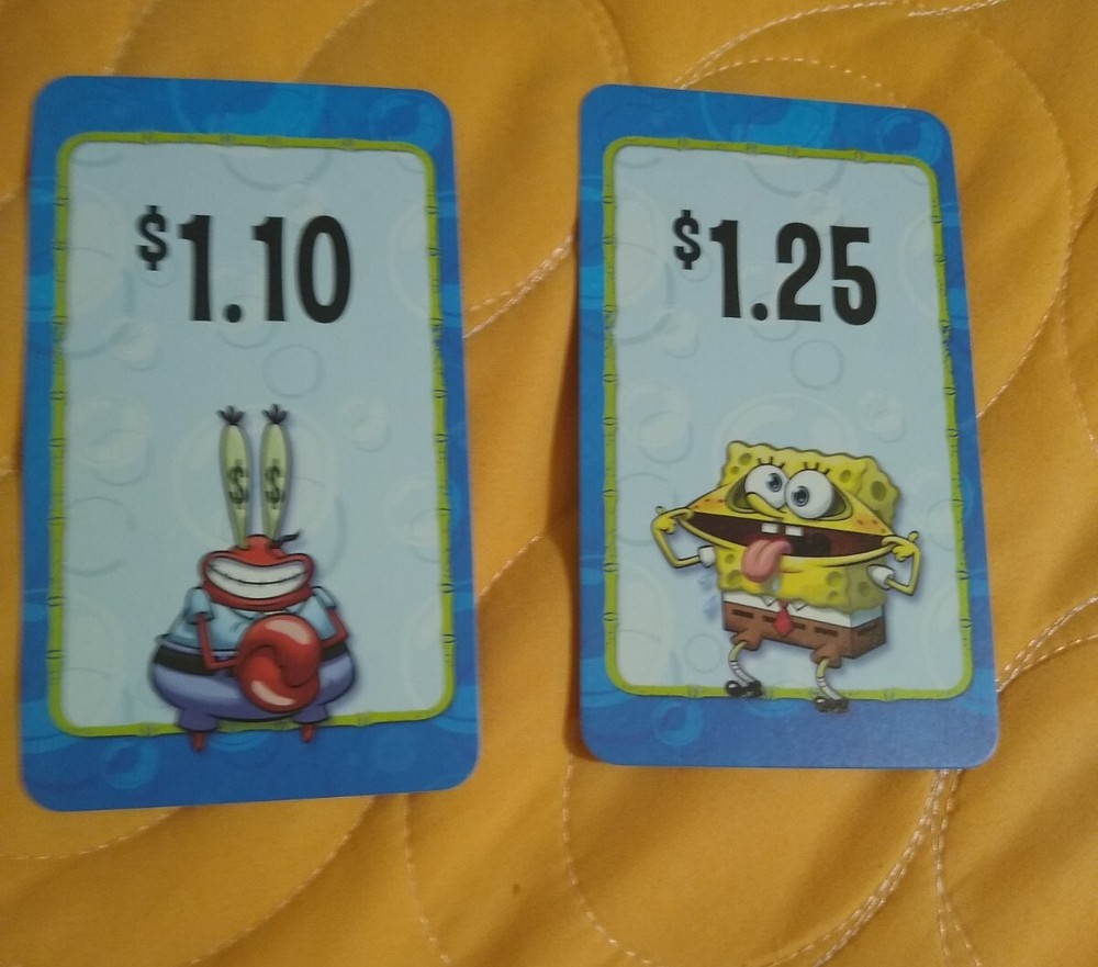 SpongeBob SquarePants Making Cents Learning Cards Full Deck 36 Cards 🆕! 🆓Ship!