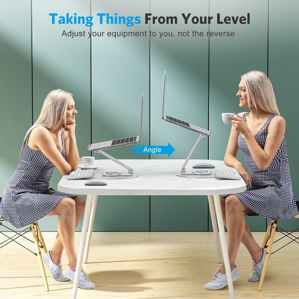 Adjustable Laptop Stand with 360 Rotating Base, Ergonomic Laptop Riser for Co...