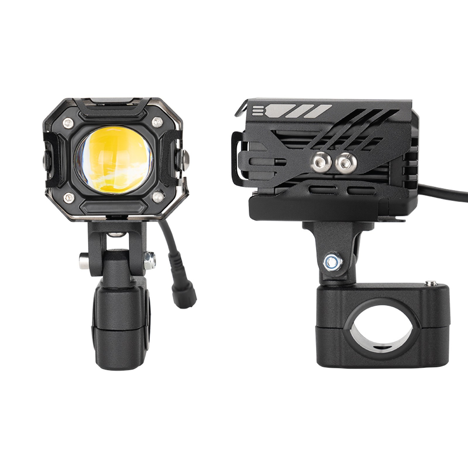 Motorcycle Headlight Driving Fog Lamp 2x LED Spot Light Auxiliary White+Yellow