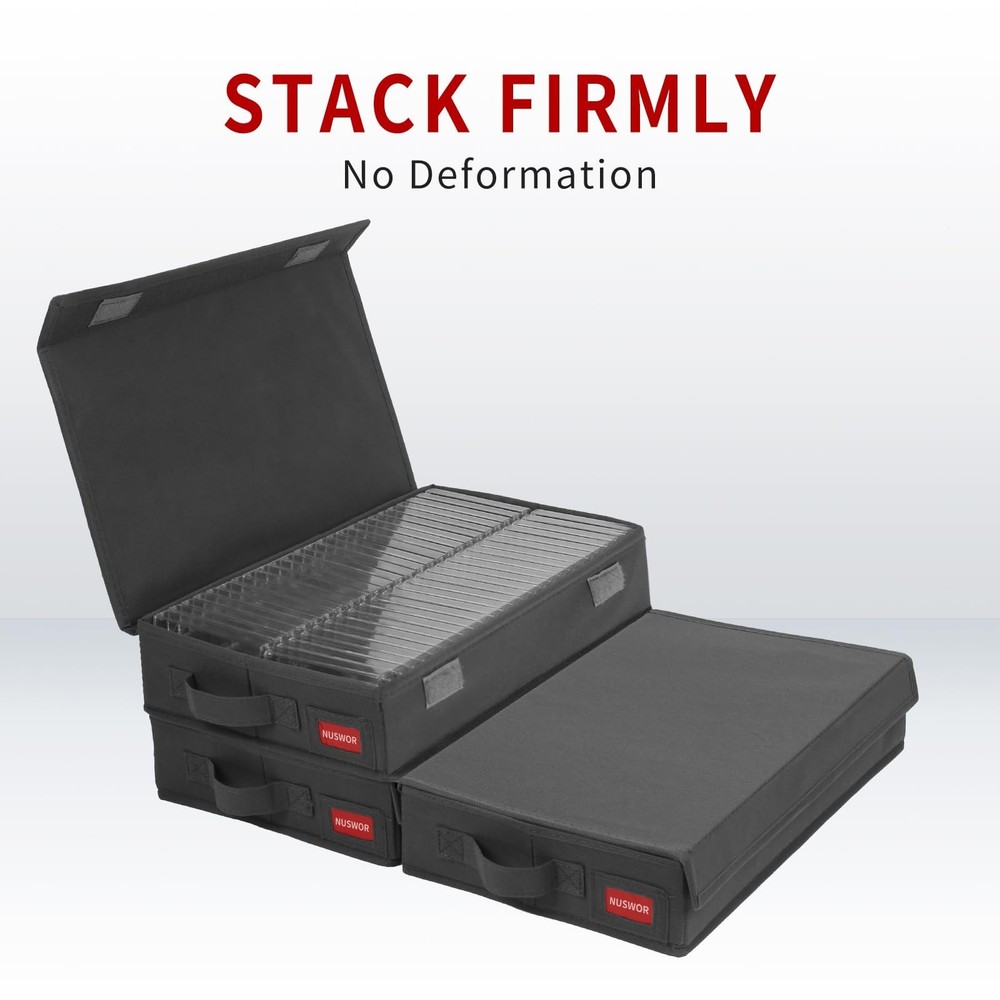 Stackable Tape Storage Boxes - Dust-proof Racks with Lid - Audio Cassette Hol...