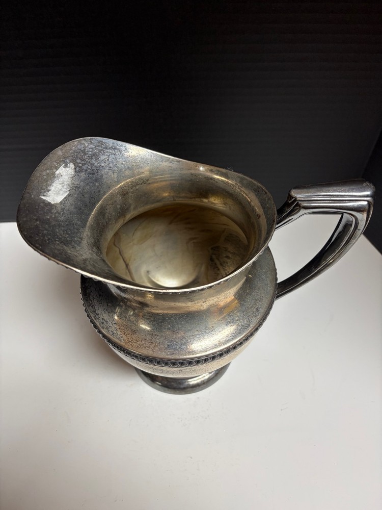 Antique Crescent Silver-Plated Pitcher, Likely Early 20th Century