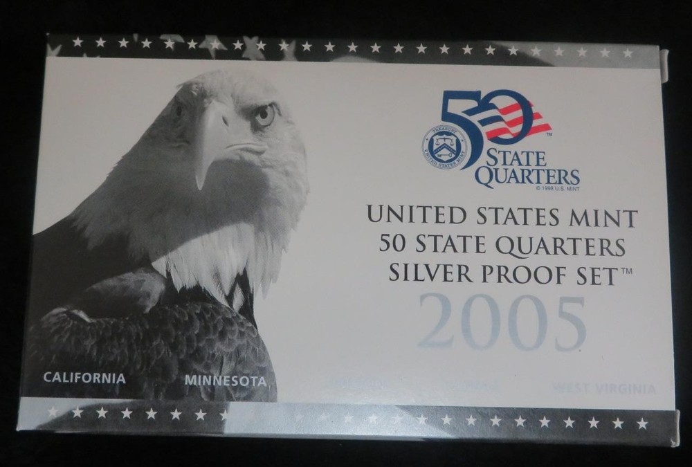 2005 50 State Quarters Silver Proof Set * 5 Silver Proof Quarters * Box & COA