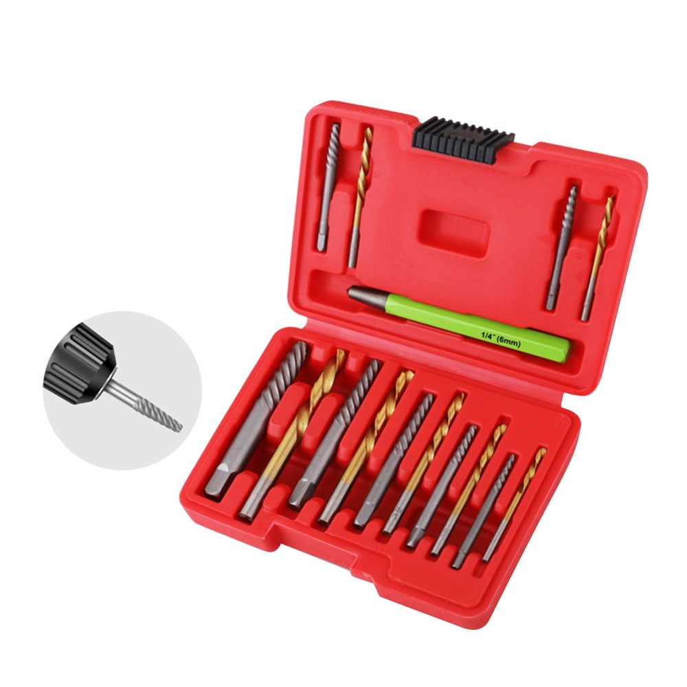 Screw Extractor Kit with CR-MO Extractor Tools & Reverse Bits for Industrial Use