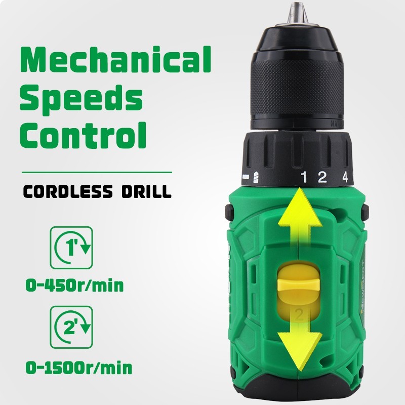 12V Brushless Driver Drill Kit 2 Batteries 35N.m Torque Compact Rubber Grip