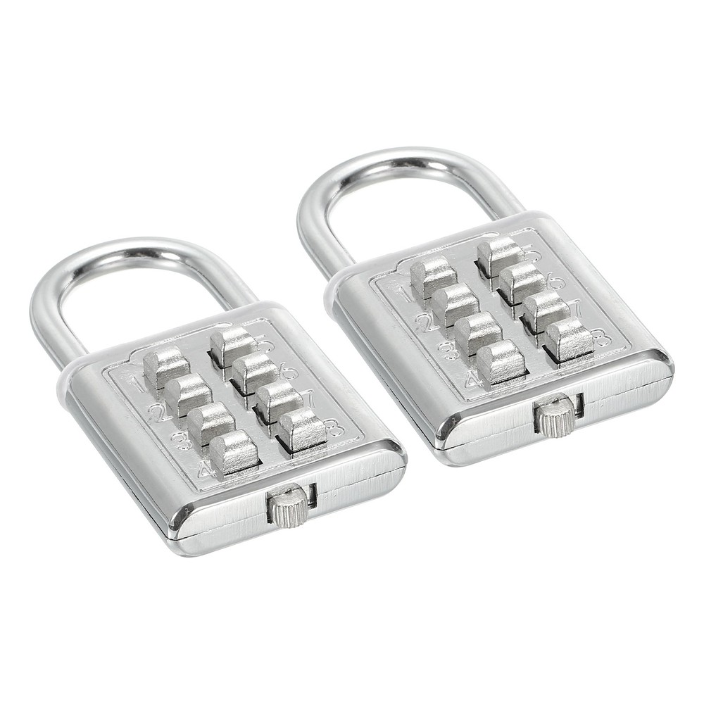 8 Digit Button Combination Padlock 2pack 4 Digit Locking Mechanism Lock Silver