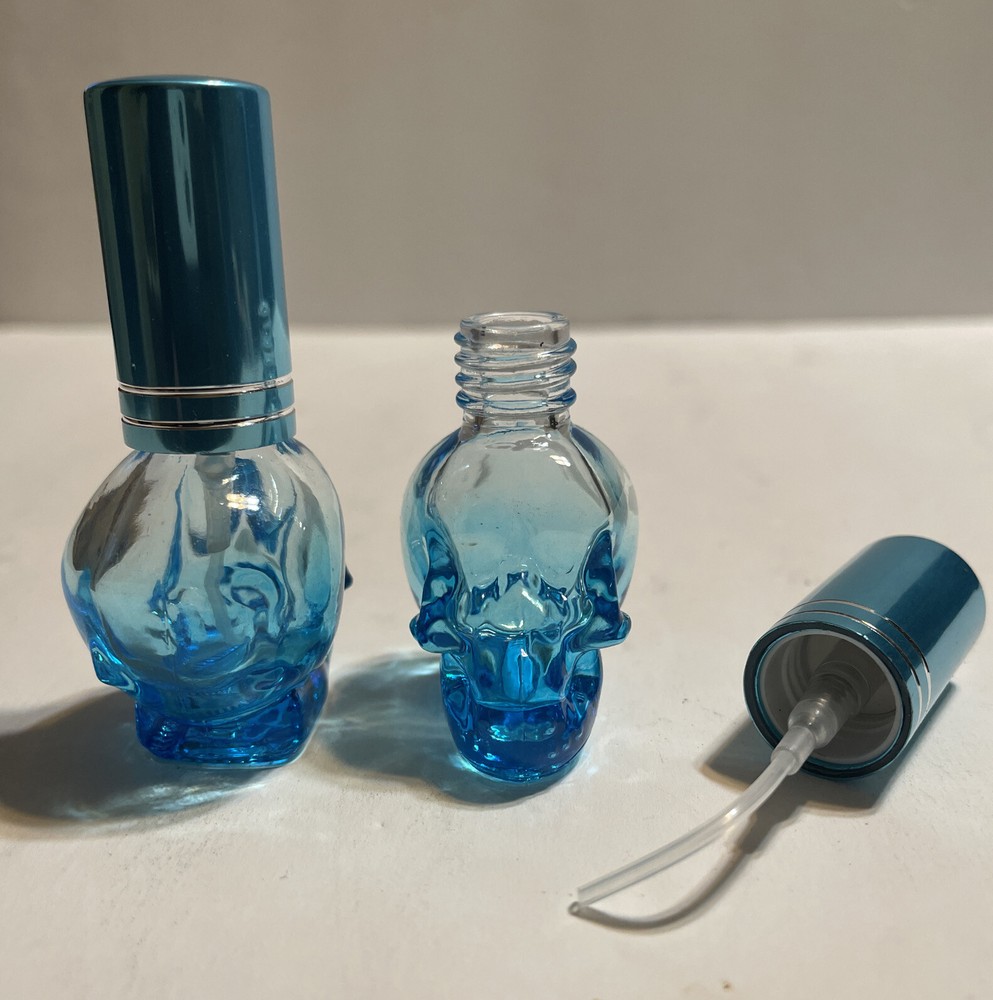 Glass Skull Perfume Bottles 2 Piece Set